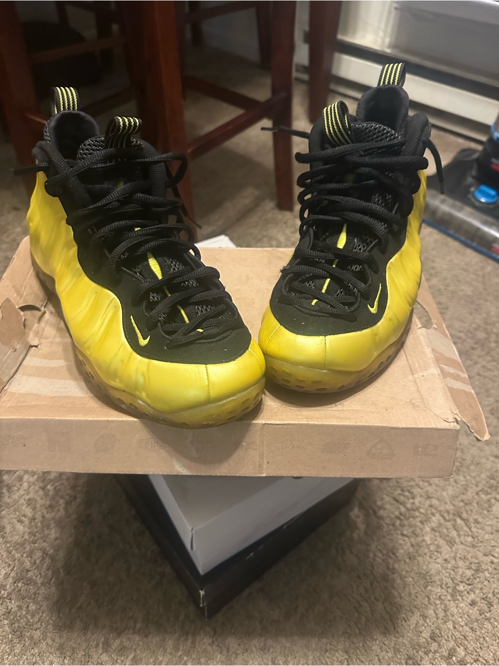 Nike Yellow and Black Foamposite-Style Sneakers